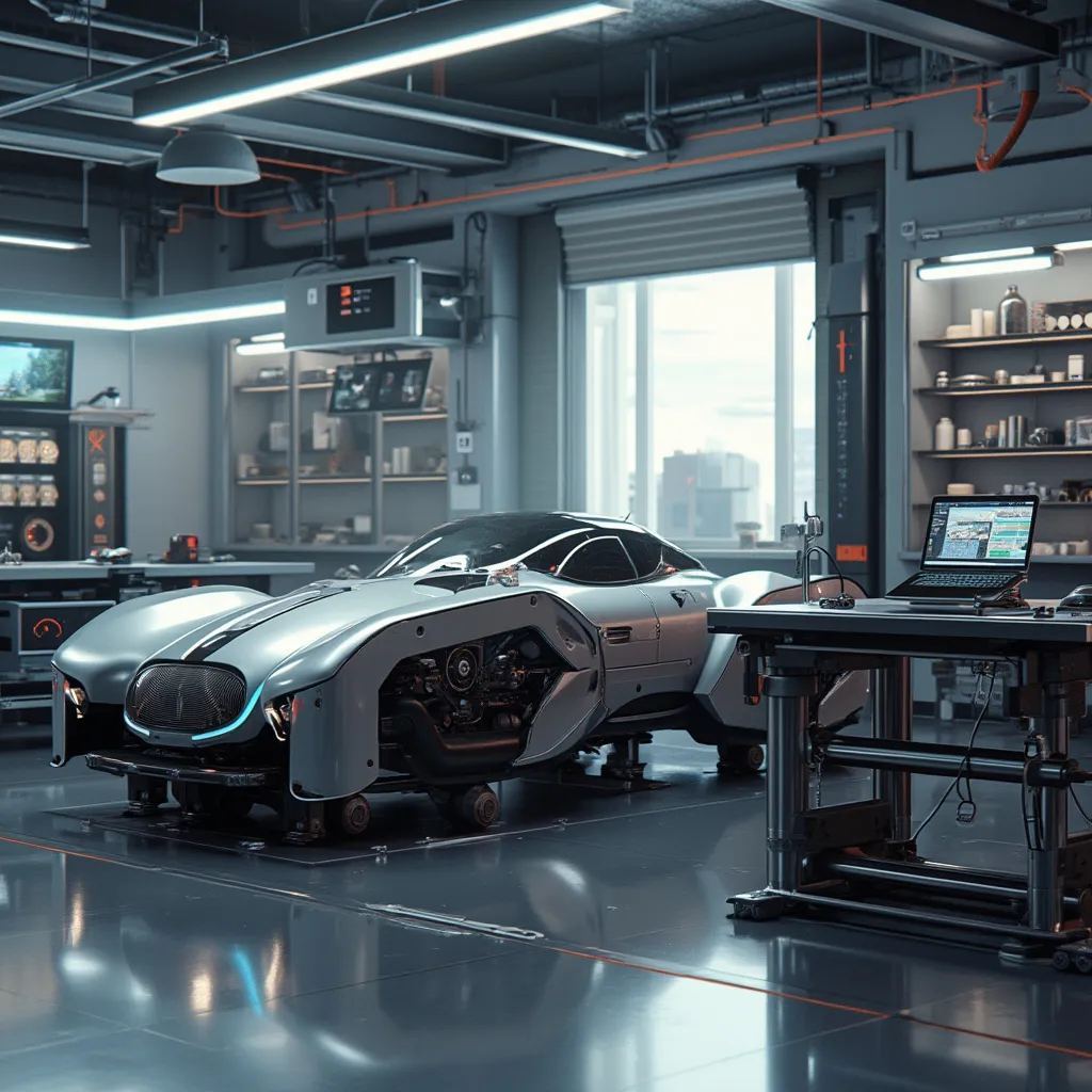 Oficina moderna da Autoshop Futurista